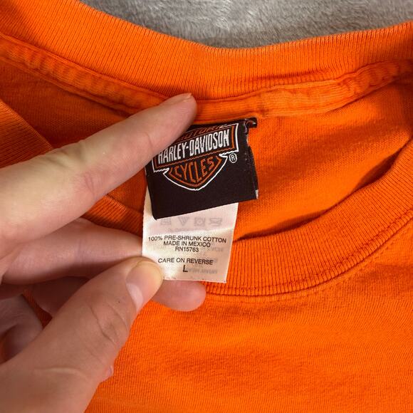 Harley Davidson tucson Arizona Vibrant Orange Long Sleeve Shirt Size L - Picture 3 of 9